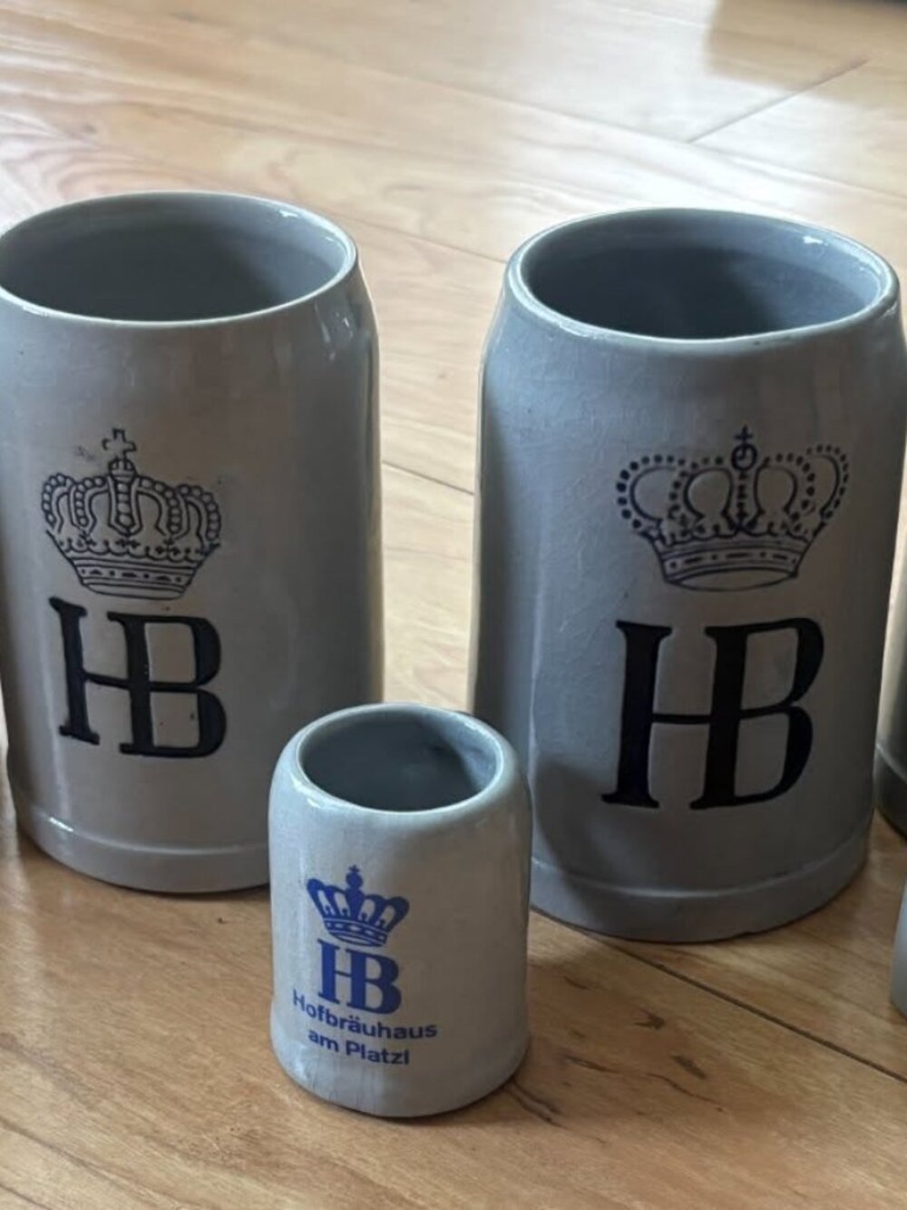 Vintage Oktoberfest HB Hofbräuhaus Ceramic Beer Mug Set (8 Pcs)
